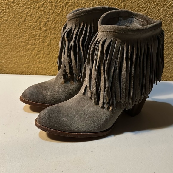 Frye Shoes - Frye Fringe Dark Grey Booties. Size 8.5 B